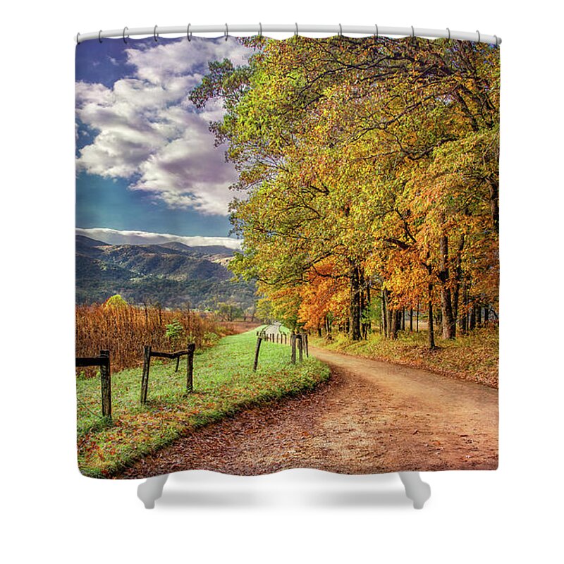 Cades Cove Shower Curtain featuring the photograph It's Finally Fall by Marcy Wielfaert