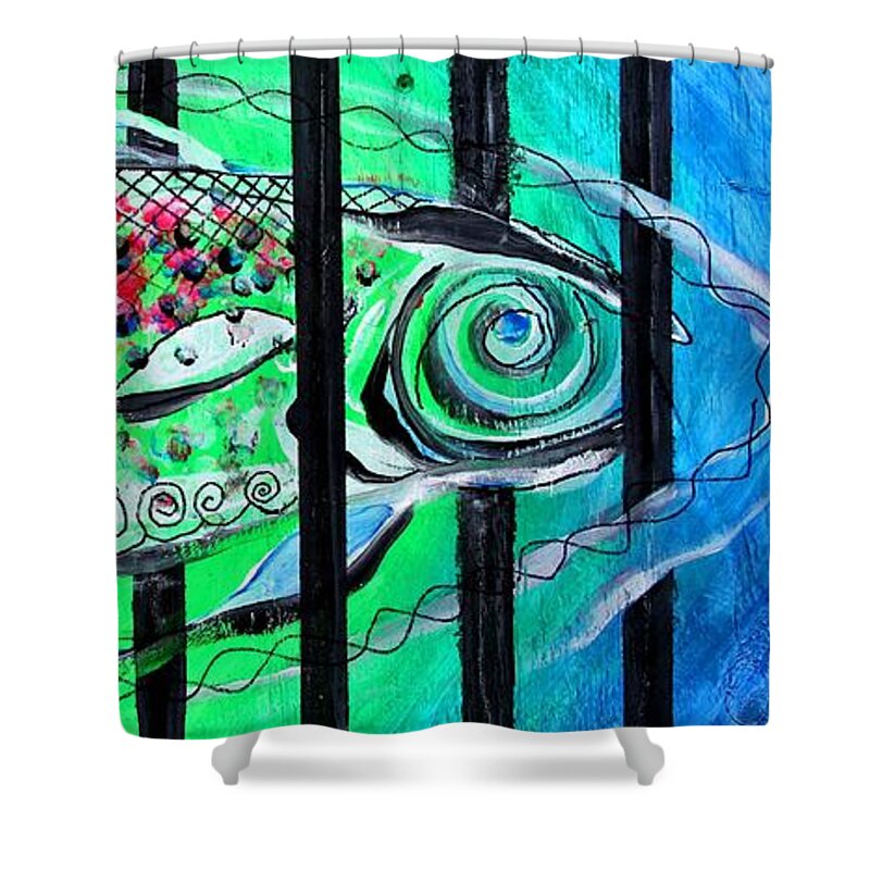 Fish Shower Curtain featuring the painting Jail Fish #135826 by J Vincent Scarpace