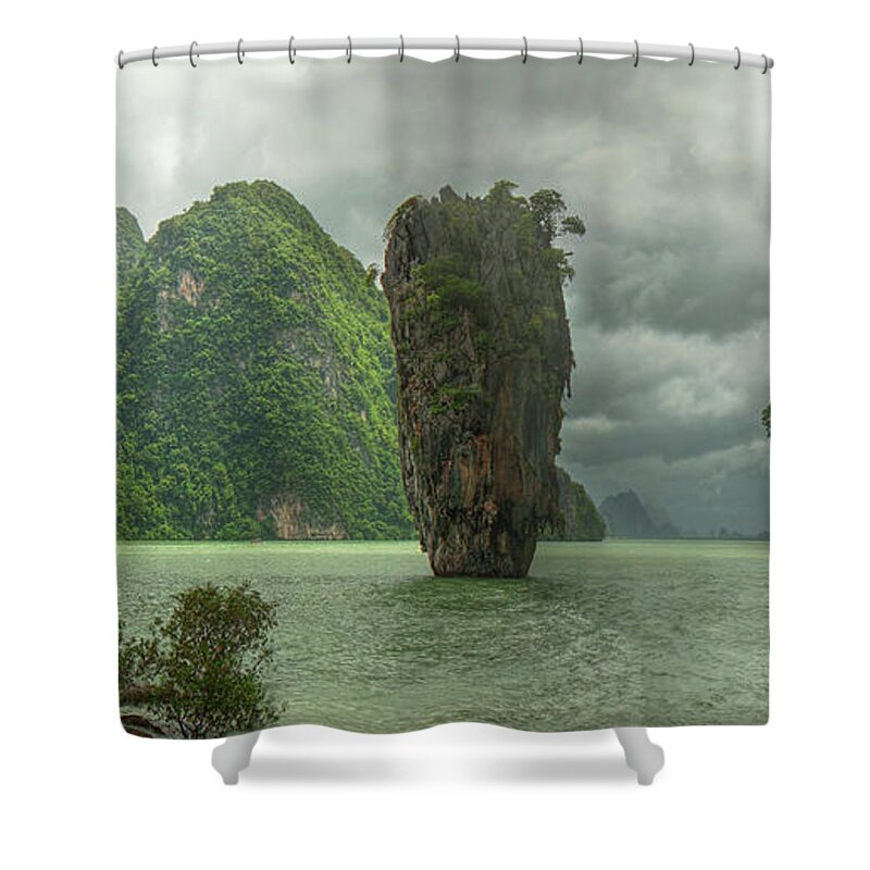 Scenics Shower Curtain featuring the photograph James Bond Island , Thailand by © Dollia Sheombar