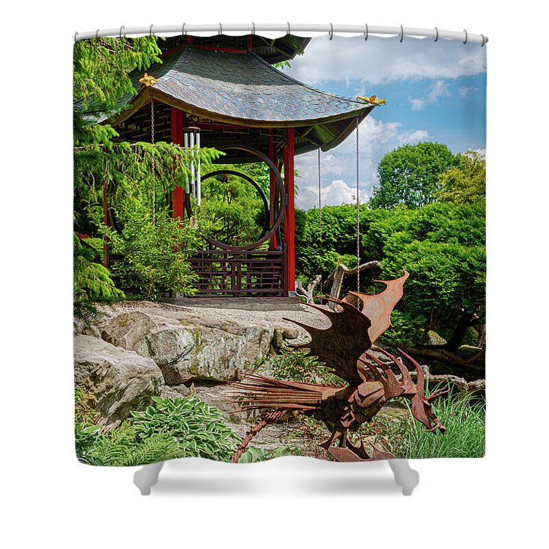 Japan Shower Curtain featuring the photograph Japanese Garden Gazebo by Tom Mc Nemar