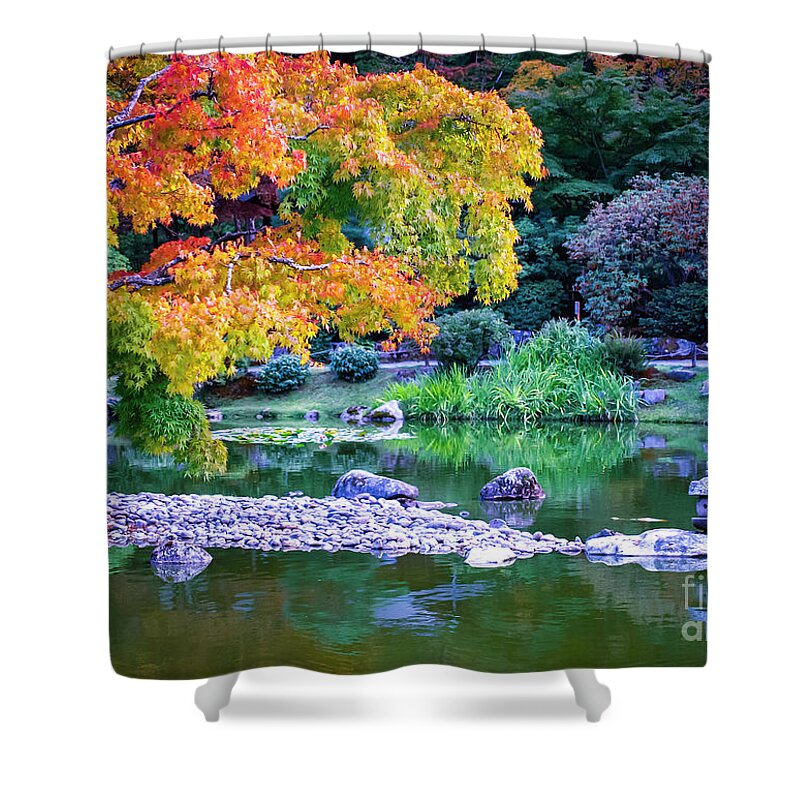 Japanese Garden Shower Curtain featuring the photograph Japanese Garden by Mary Capriole