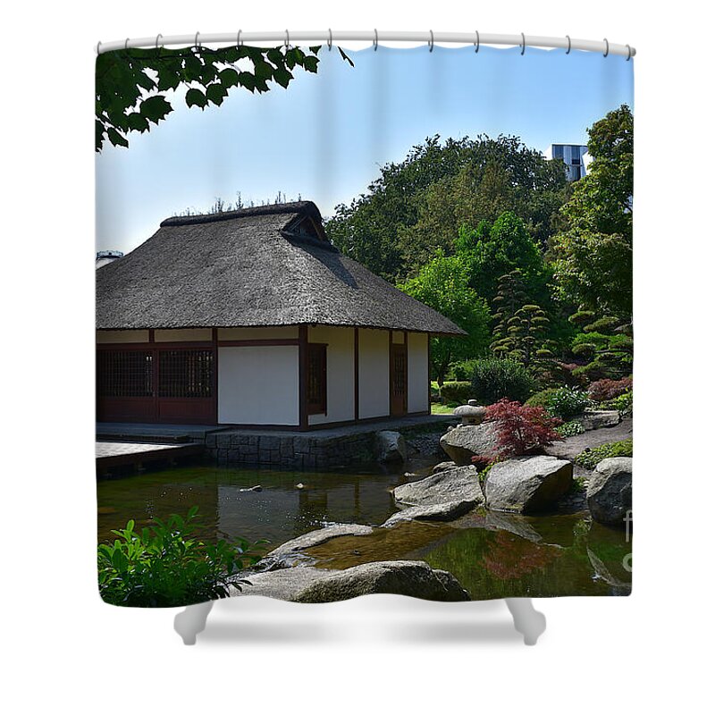 Japanese Tea House Shower Curtain featuring the photograph Japanese Tea House by Yvonne Johnstone