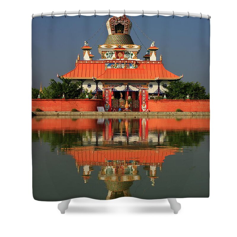 Tranquility Shower Curtain featuring the photograph Japanis Temple At Lumbini, Nepal by Nadeem Khawar