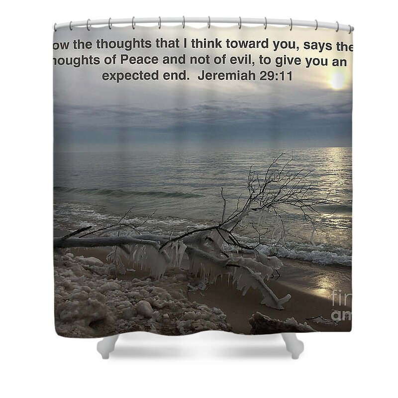  Shower Curtain featuring the mixed media Jeremiah 29 11 by Lori Tondini