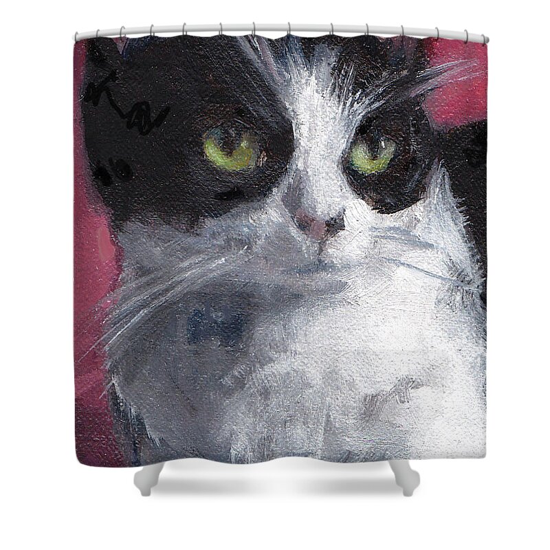 Cat Shower Curtain featuring the painting Jerry by Merle Keller