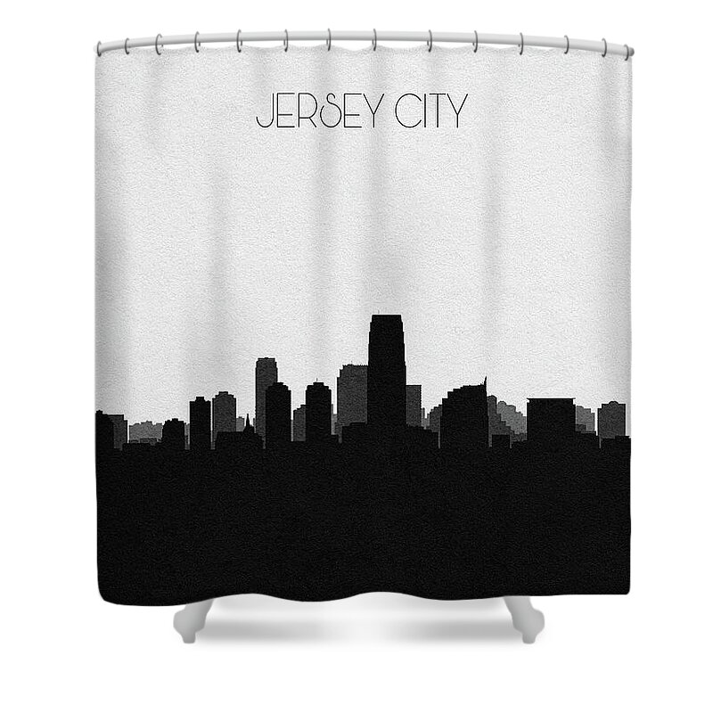 Jersey City Shower Curtain featuring the drawing Jersey City Cityscape Art by Inspirowl Design