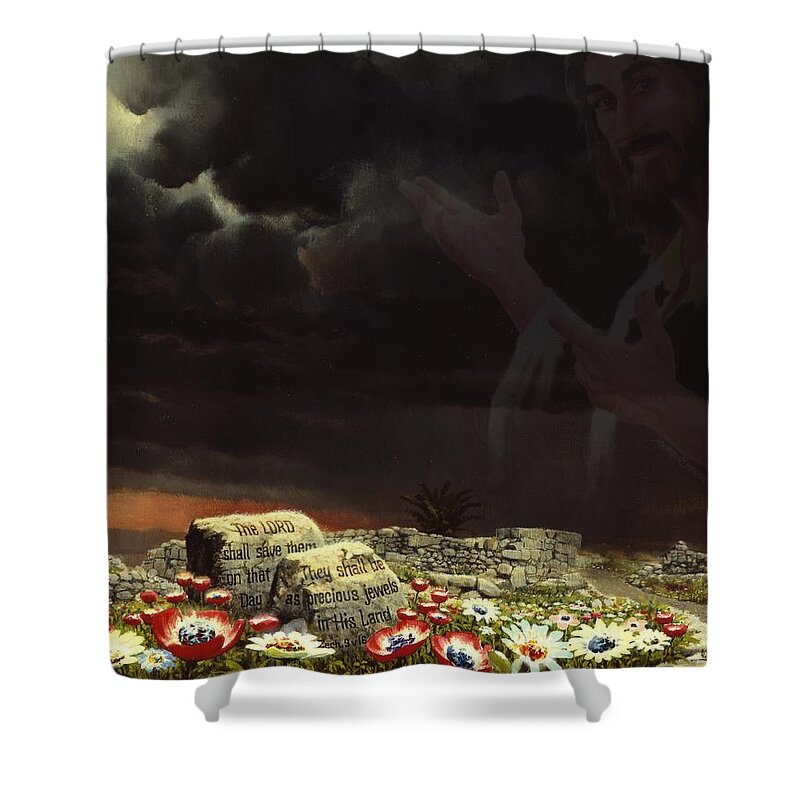 Friend Shower Curtain featuring the painting Jesus and His Jewels by Graham Braddock
