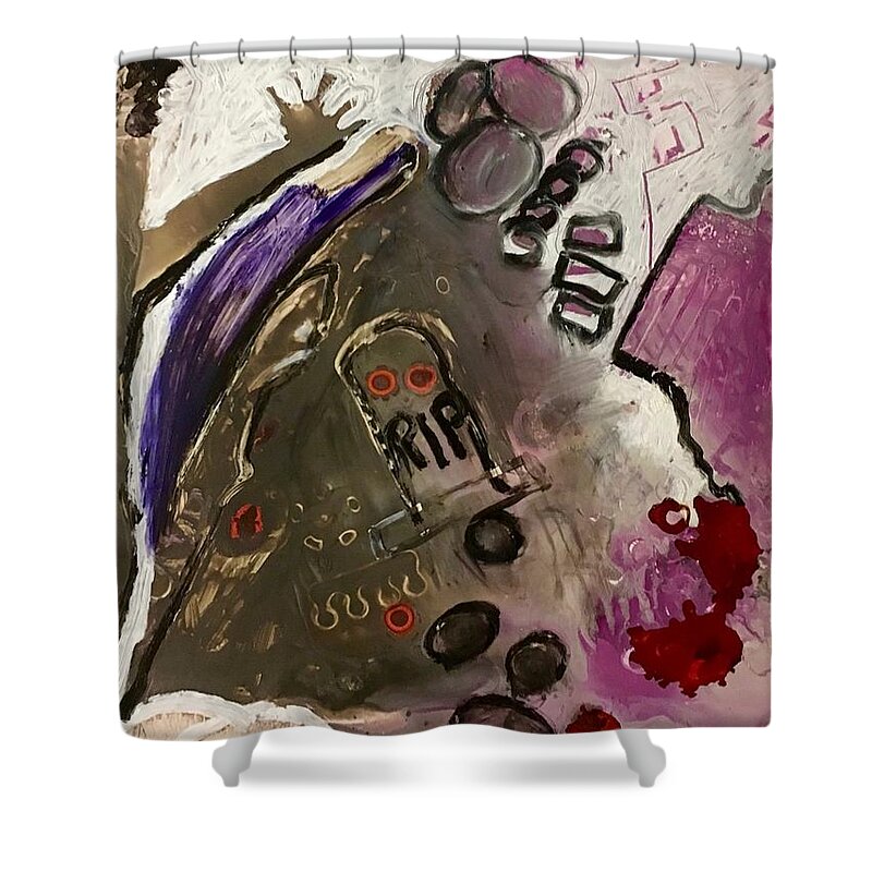Abstract Shower Curtain featuring the painting Jesus Saves by Carole Johnson