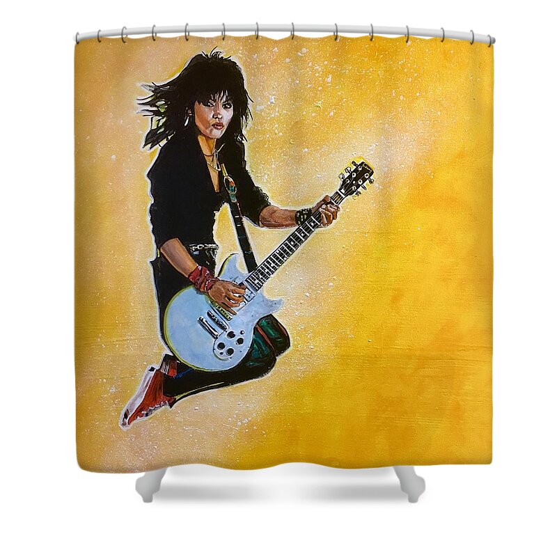 Joan Jett Shower Curtain featuring the painting Joan Jett by Joel Tesch