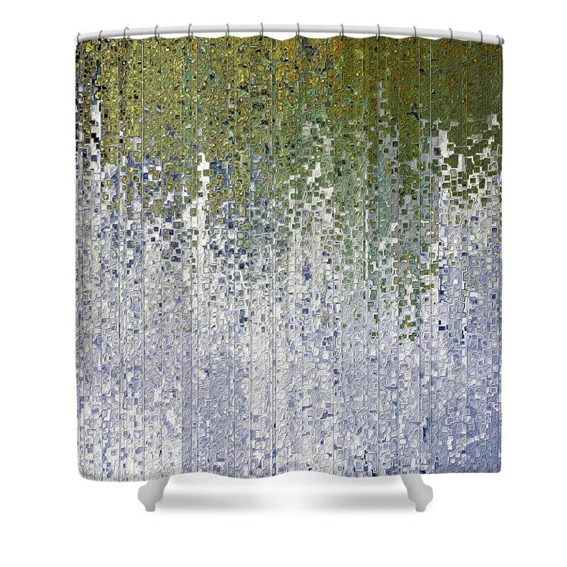 Black Shower Curtain featuring the painting John 15 5. Abide In Me by Mark Lawrence