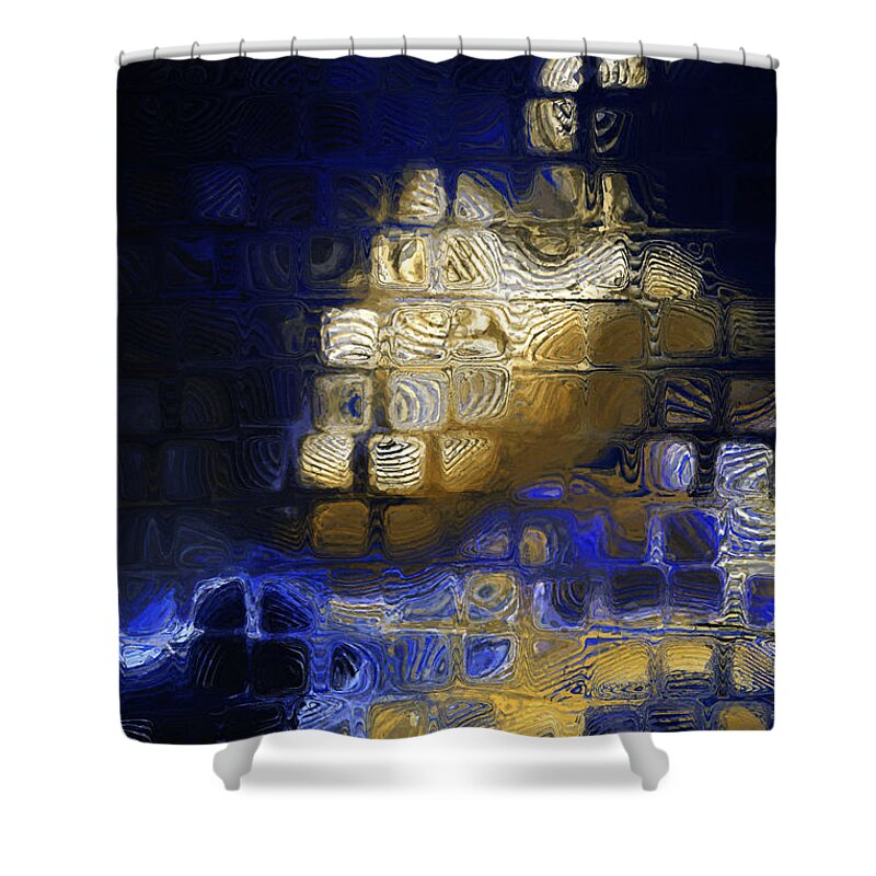 Blue Shower Curtain featuring the painting John 16 13. He Will Guide You by Mark Lawrence