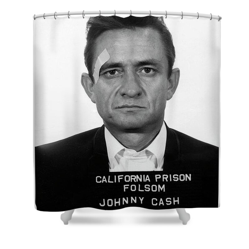 Johnny Cash Shower Curtain featuring the photograph Johnny Cash Mugshot by Jon Neidert