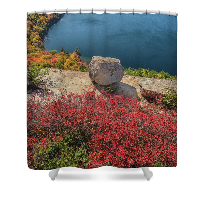 Jeff Foott Shower Curtain featuring the photograph Jordan Pond And Bubble Rock by Jeff Foott