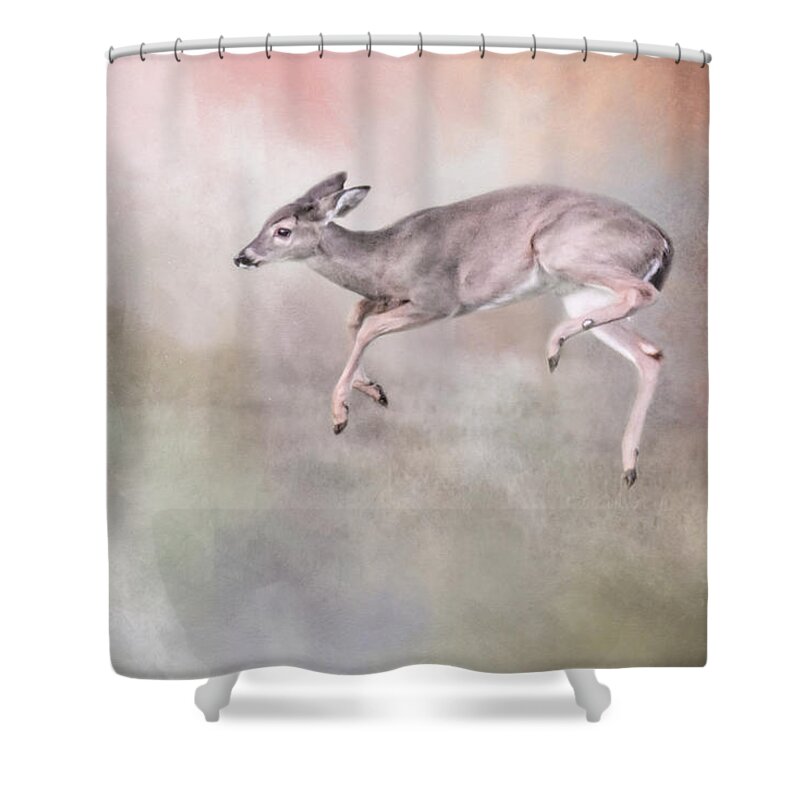 Deer Shower Curtain featuring the photograph Joyful Little Fawn 3 by Jai Johnson