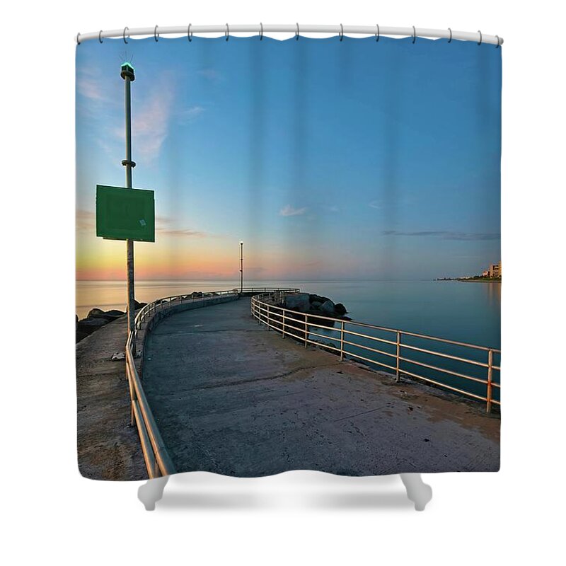 Nature Shower Curtain featuring the photograph Jupiter Inlet Jetty Looking South by Steve DaPonte