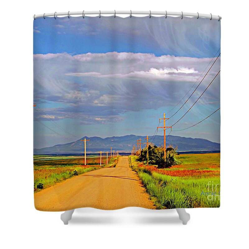 Verga Shower Curtain featuring the digital art Just and Ordinary Day by Annie Gibbons