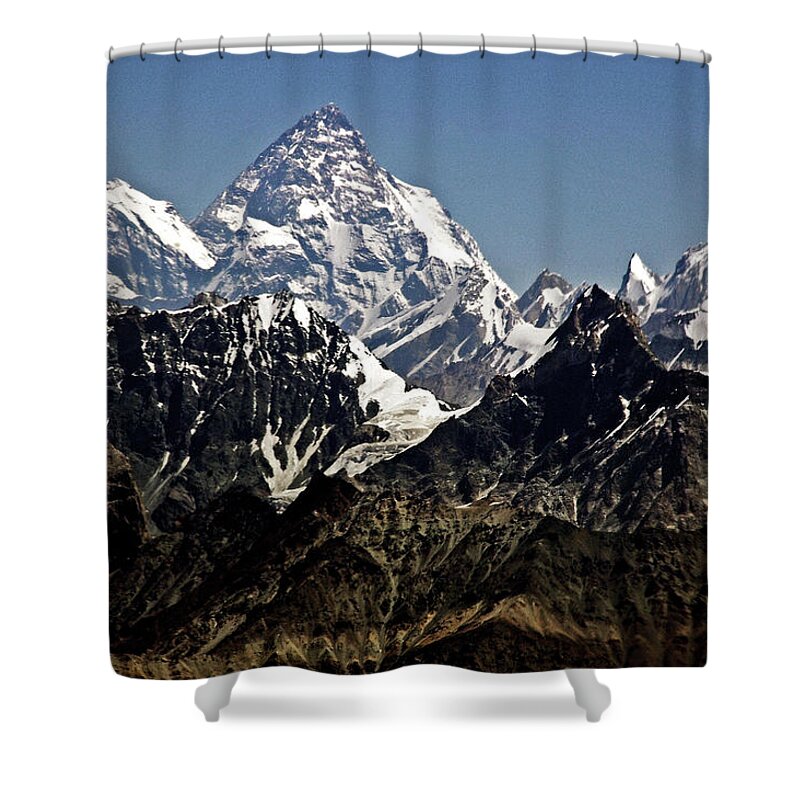 Tranquility Shower Curtain featuring the photograph K2 Mountain by Sylwia Duda