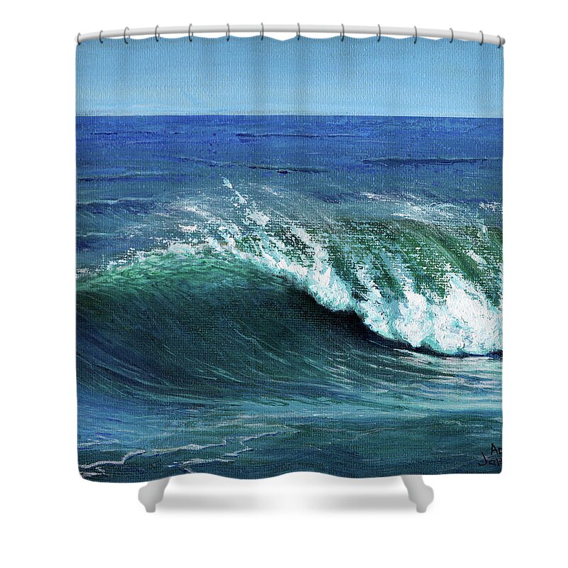 Wave Shower Curtain featuring the painting Ka Aniana Nalu by Adam Johnson