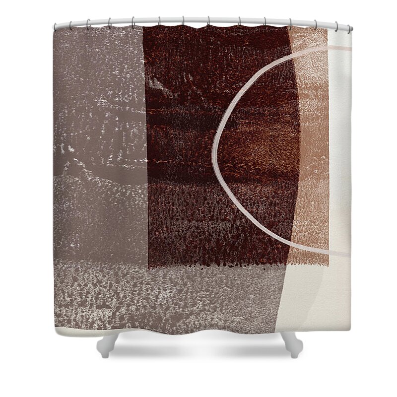 Modern Shower Curtain featuring the mixed media Karamel 1- Art by Linda Woods by Linda Woods