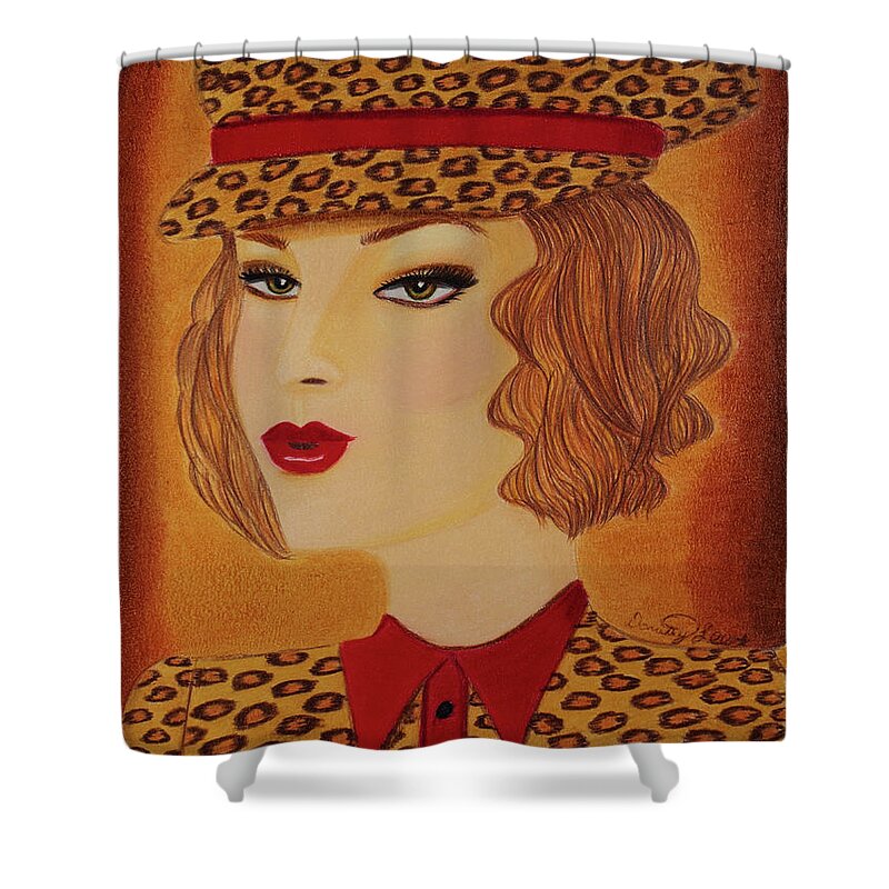 Fashion Shower Curtain featuring the drawing Kat by Dorothy Lee