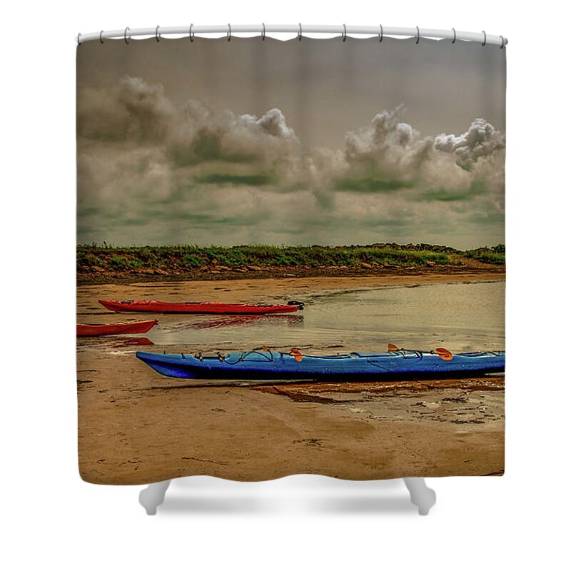 Kayak Shower Curtain featuring the photograph Kayak Time by Marcy Wielfaert