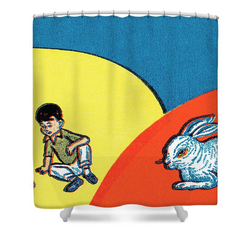 Boy And Rabbit Shower Curtains