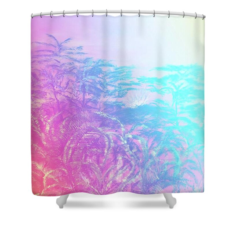 Leilani Shower Curtain featuring the painting Kilauea Anuenue by Michael Silbaugh