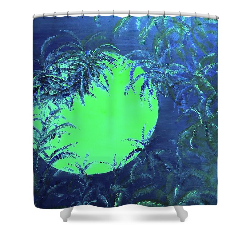 Moon Shower Curtain featuring the painting Kilauea Vog Moon by Michael Silbaugh