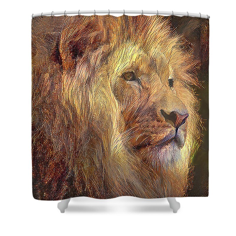 Lion Shower Curtain featuring the photograph King Of The Jungle by HH Photography of Florida