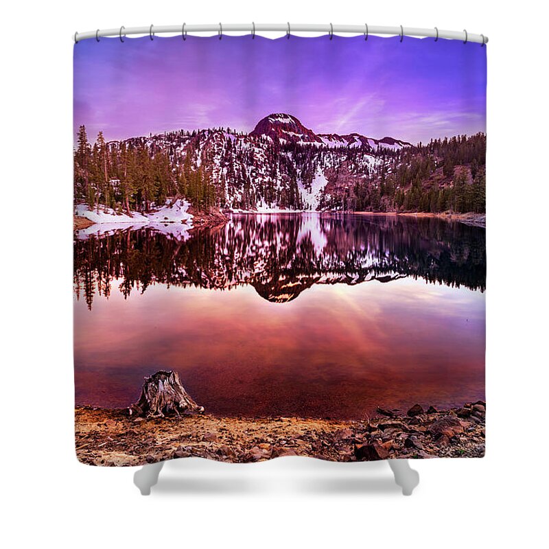 Ebbetts Pass Shower Curtain featuring the photograph Kinney Reservoir Sunset by Don Hoekwater Photography