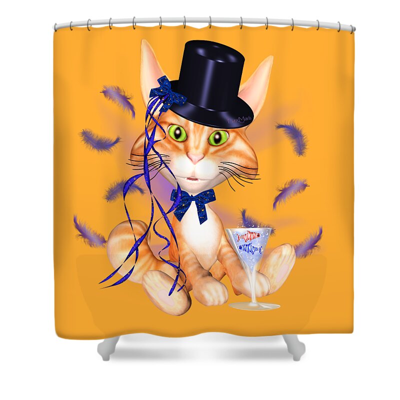 Kitticat Shower Curtain featuring the digital art Kitticat Party Design by Renate Janssen