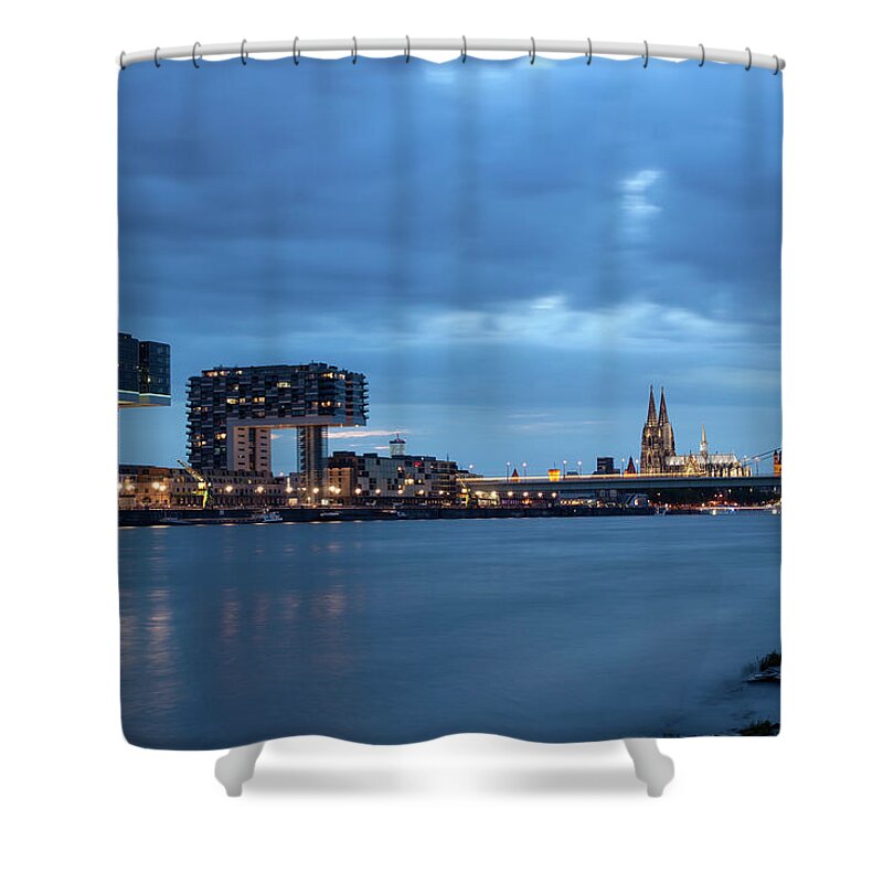 Tranquility Shower Curtain featuring the photograph Köln Zur Blauen Stunde by G. Jörgenshaus