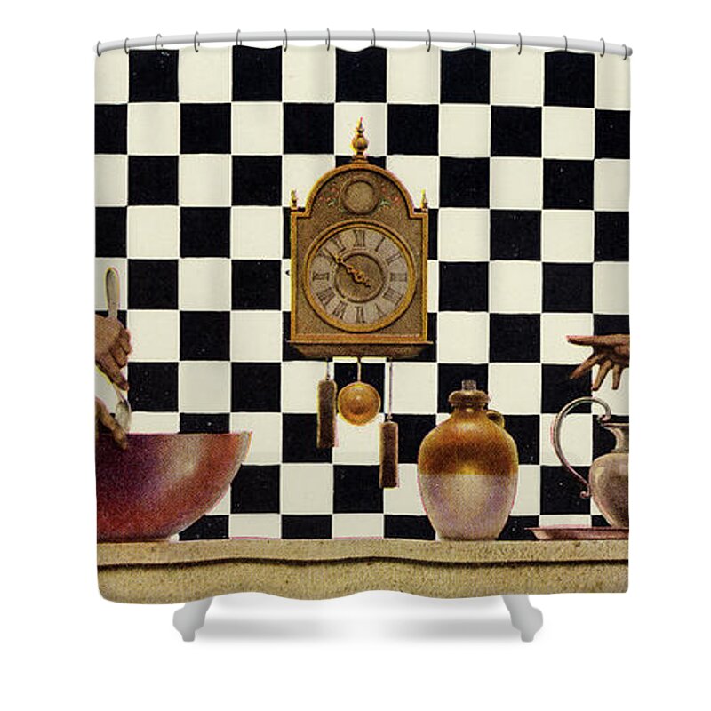 Hearts Shower Curtain featuring the painting Knave of Hearts - Cooking a new recipe by Maxfield Parrish