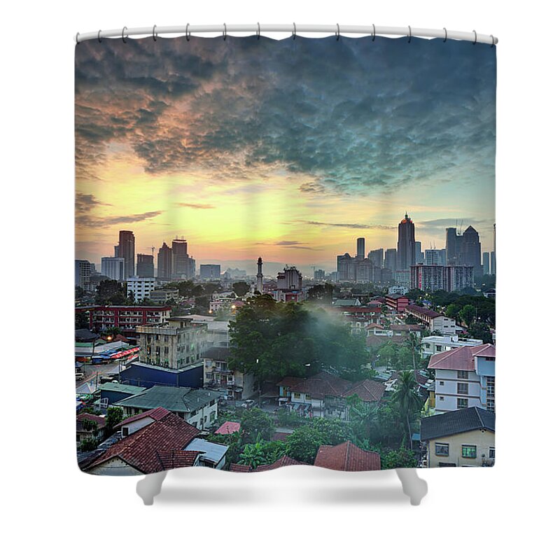 Tranquility Shower Curtain featuring the photograph Kuala Lumpur During Golden Hour by Tuah Roslan
