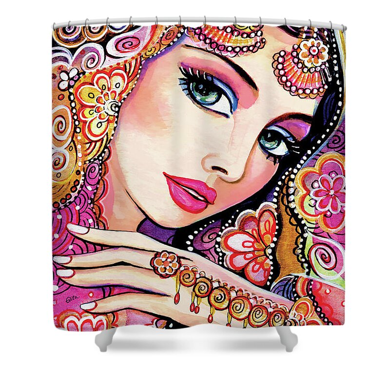 Indian Woman Shower Curtain featuring the painting Kumari by Eva Campbell