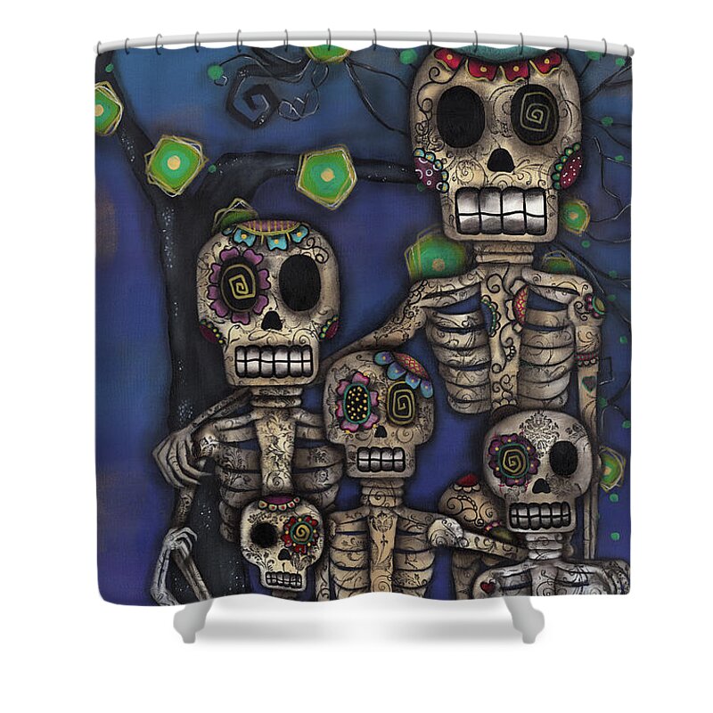 Day Of The Dead Shower Curtain featuring the photograph La Familia by Abril Andrade