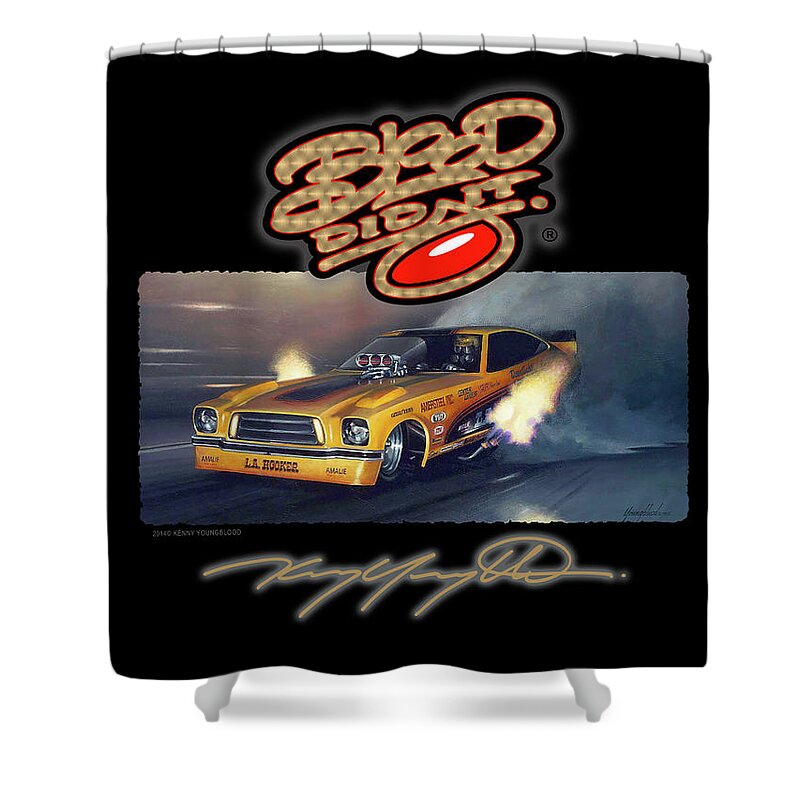 Nhra Drag Racing Funny Car Cars Nitro Condit Bros Kenny Youngblood Shower Curtain featuring the painting L.A. Hooker Blood Did It poster by Kenny Youngblood