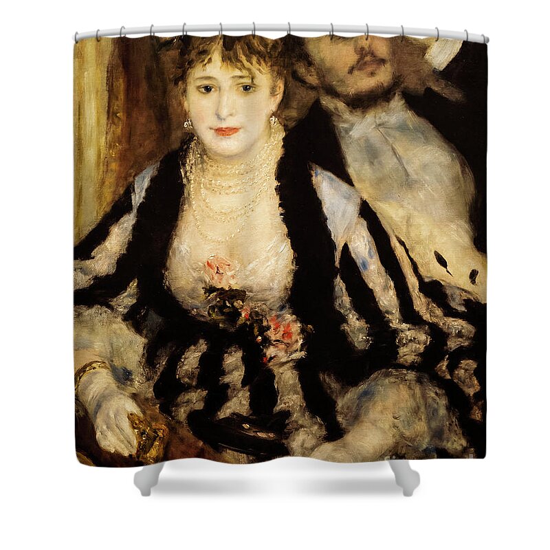 The Theatre Box Shower Curtain featuring the painting The Theatre Box by Renoir by Auguste Renoir