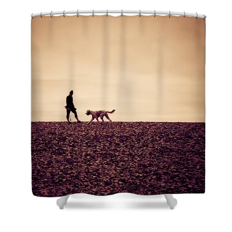 Dog Shower Curtain featuring the photograph Lady with Dog by Anamar Pictures