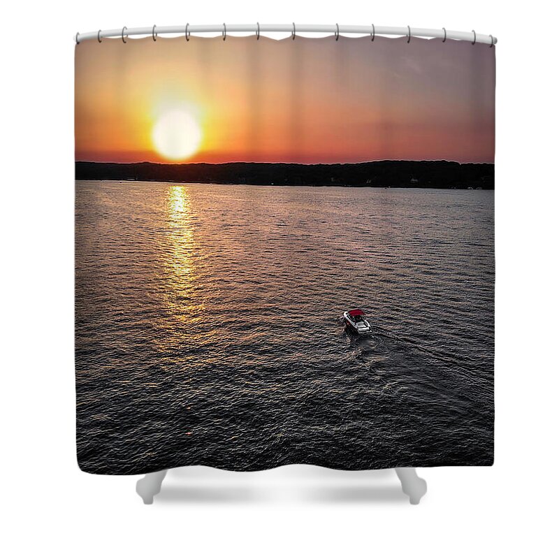 Lake Geneva Shower Curtain featuring the photograph Lake Geneva Sunset by Bobby K