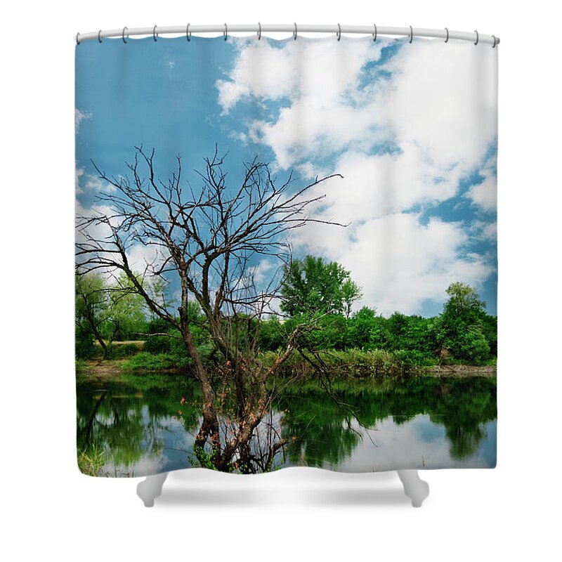 Lake Shower Curtain featuring the photograph Lake landscape by Jelena Jovanovic