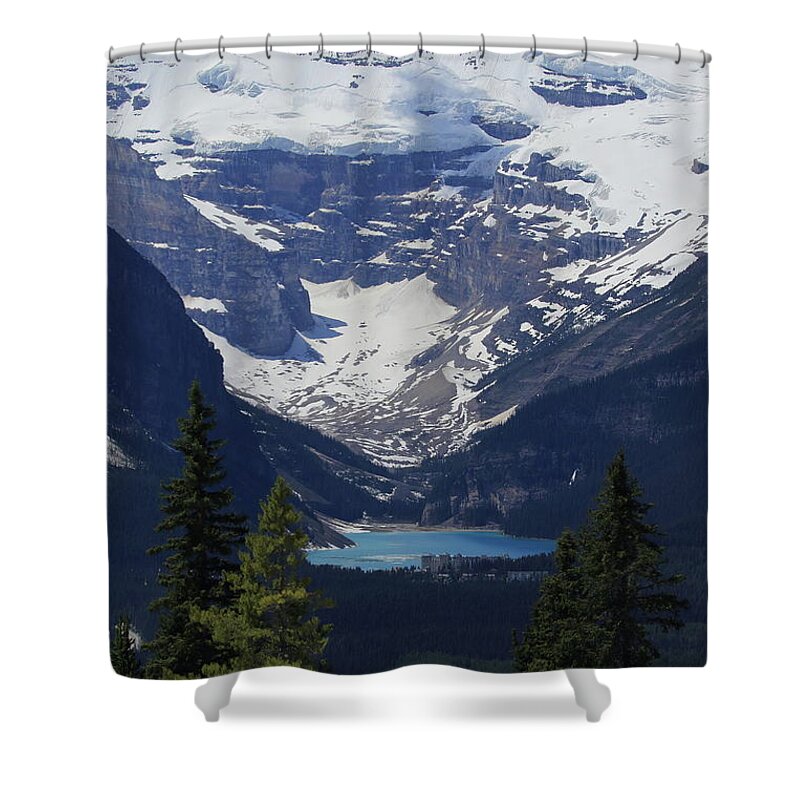 Lake Shower Curtain featuring the photograph Lake Louise Long Distance by Coby Cooper
