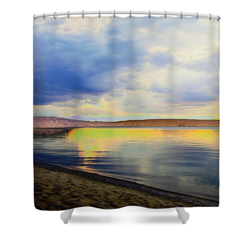 Lake Superior Sunset Shower Curtain featuring the photograph Lake Superior Sunset by Tom Kelly