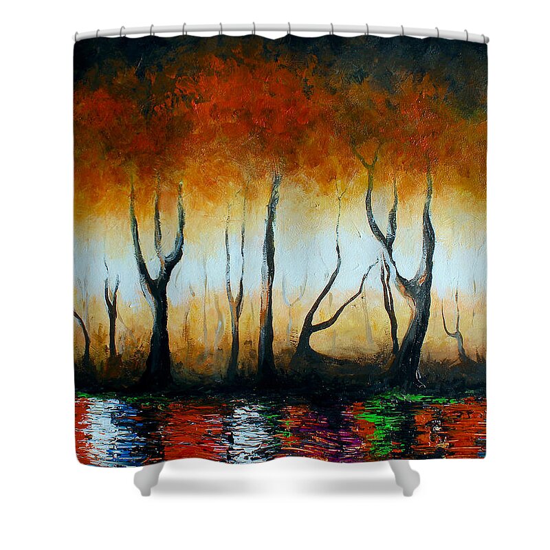 Africa Shower Curtain featuring the painting Lake Tano by Nii Hylton