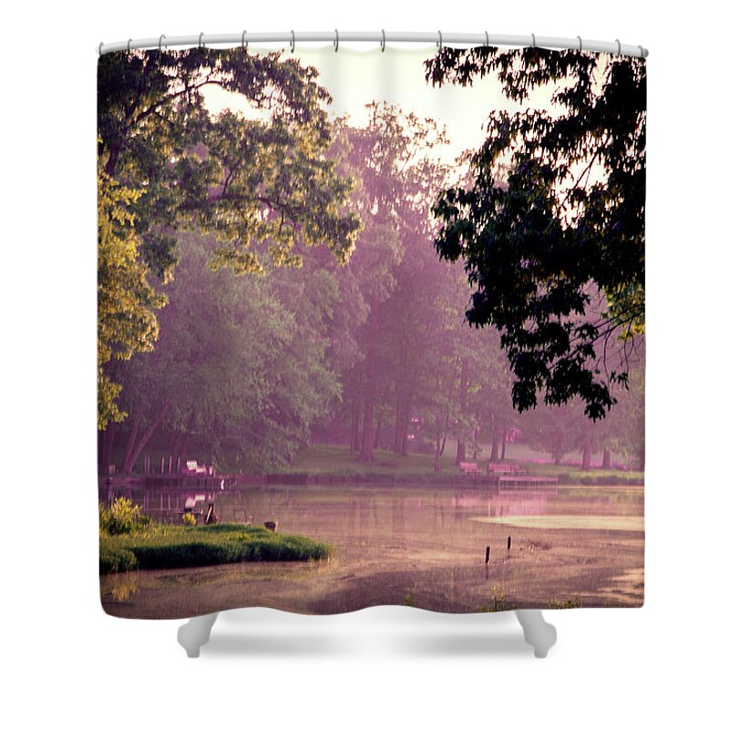 Lakeside Shower Curtain featuring the photograph Lakeside Dawn by Barry Jones