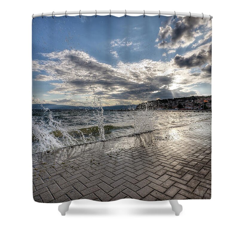 Water's Edge Shower Curtain featuring the photograph Lakeside Holiday by Davelongmedia