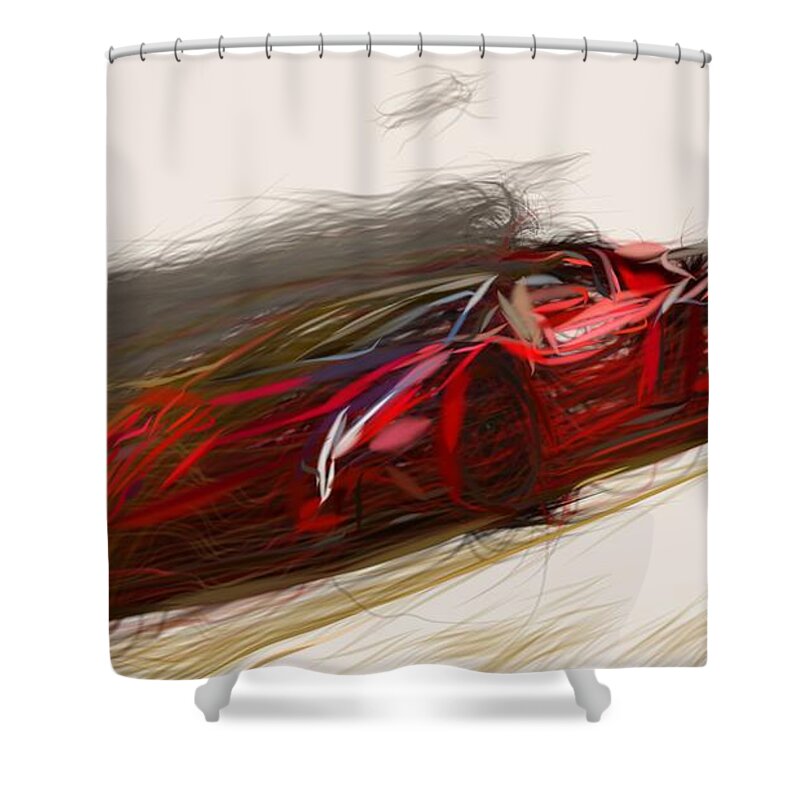 Lamborghini Shower Curtain featuring the digital art Lamborghini Veneno Roadster Drawing by CarsToon Concept