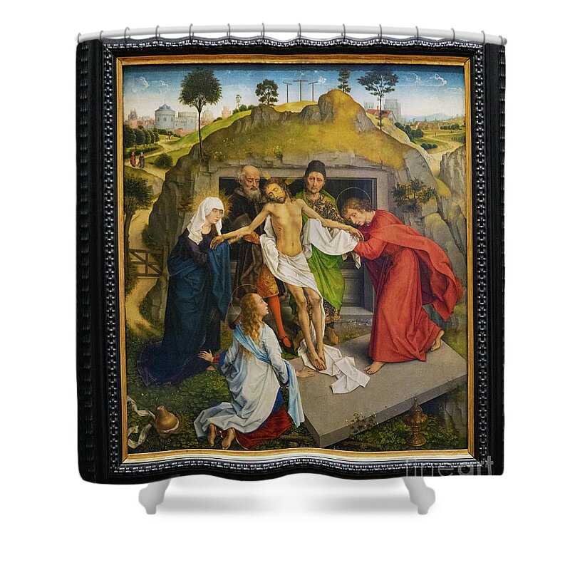 Good Friday Shower Curtain featuring the photograph Lamentation of Christ Rogier van der Weyden Uffizi Gallery Florence Italy by Wayne Moran