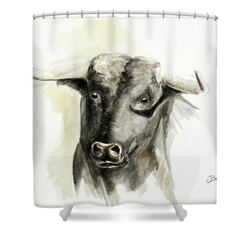 Toro Shower Curtain featuring the painting Lamina taurina 1 by Carlos Jose Barbieri