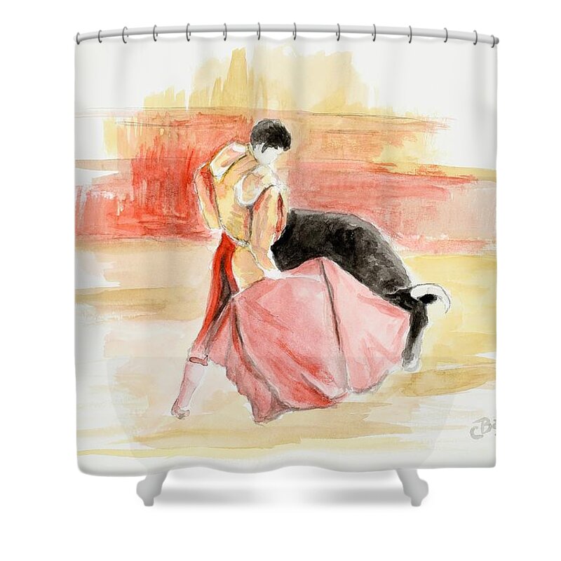  Shower Curtain featuring the painting Lamina taurina 2 by Carlos Jose Barbieri